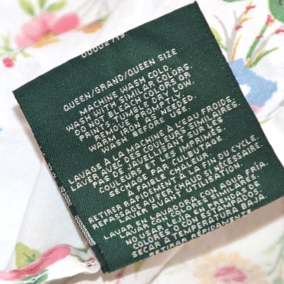 Vintage Ralph Lauren White Floral QUEEN FLAT SHEET 100% Cotton PAKISTAN - Picture 5 of 5